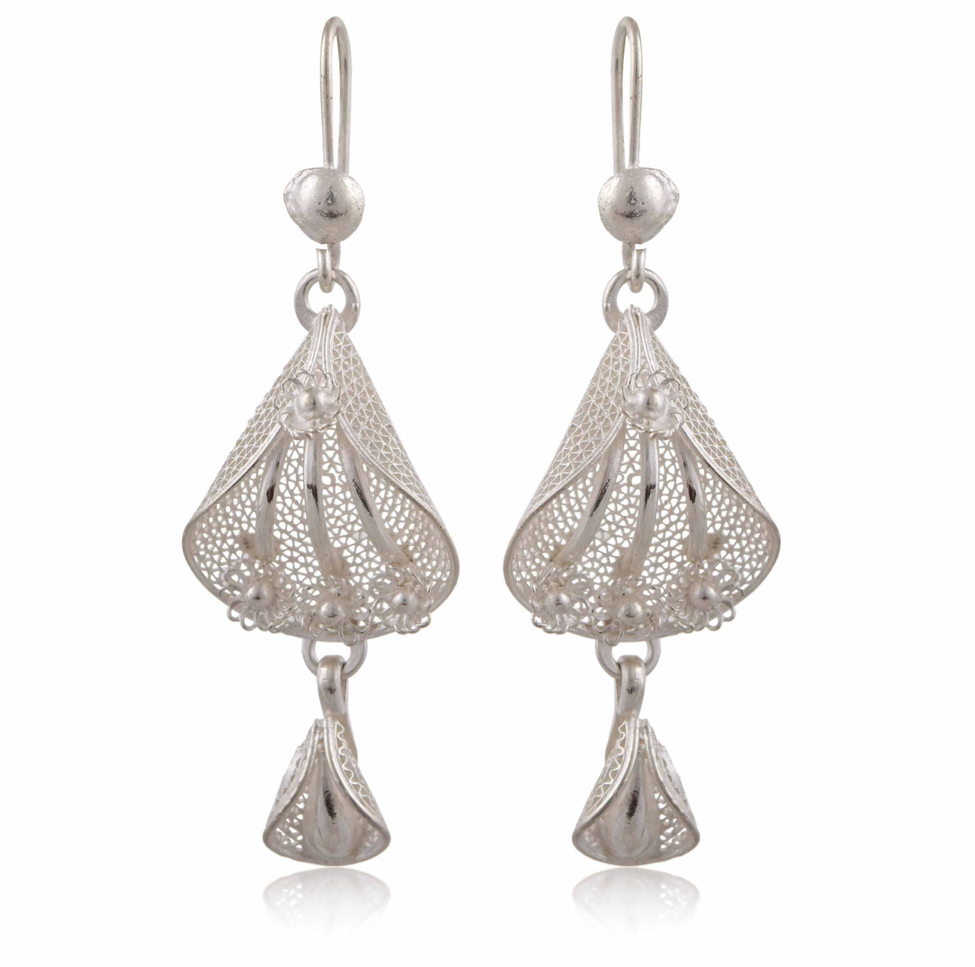 Samuel B. Sterling Silver Filigree Design Pear Shape Earrings - 57467E.SL